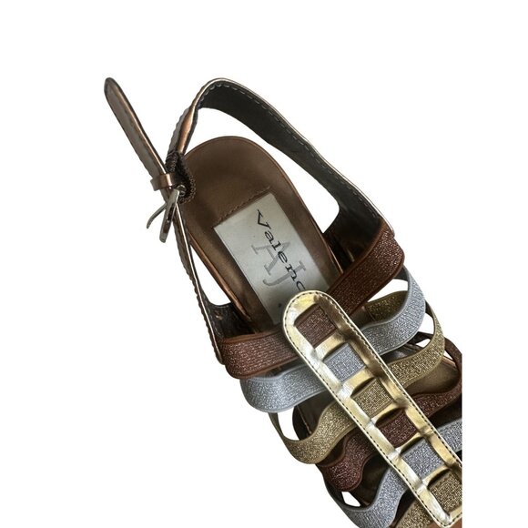AJ VALENCI Multicolor Metallic Heels Sandals Size 8.5 - Picture 2 of 8